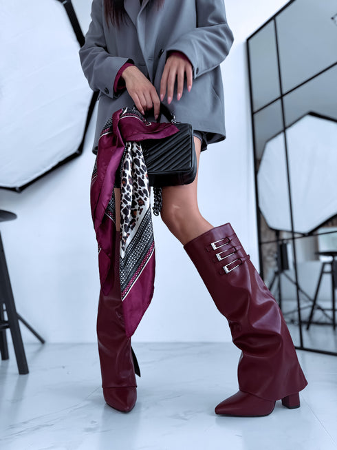 "GRENADINE C-354" leather imitation boots - BORDEAUX