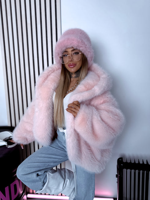 "FURORA PH6710" искусственная меховая куртка - НЕЖНО-РОЗОВАЯ