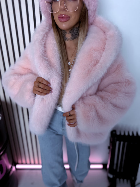 "FURORA PH6710" искусственная меховая куртка - НЕЖНО-РОЗОВАЯ