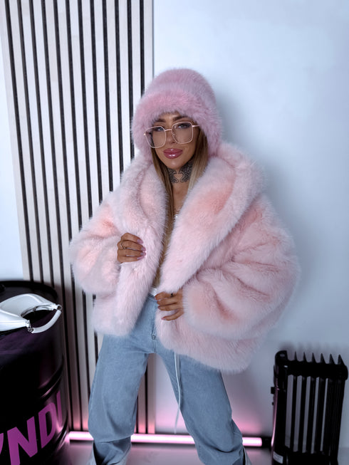 "FURORA PH6710" искусственная меховая куртка - НЕЖНО-РОЗОВАЯ
