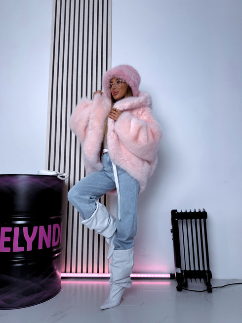 "FURORA PH6710" искусственная меховая куртка - НЕЖНО-РОЗОВАЯ