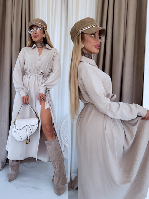 "MASTERPIECE" ilga suknelė - SMĖLIO spalvos