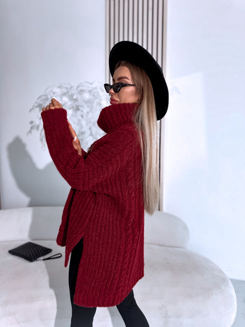 ELYNDI удлиненный шерстяной свитер - красный