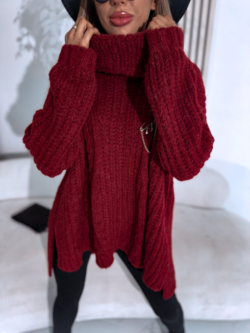 ELYNDI удлиненный шерстяной свитер - красный