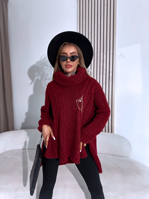 ELYNDI удлиненный шерстяной свитер - красный