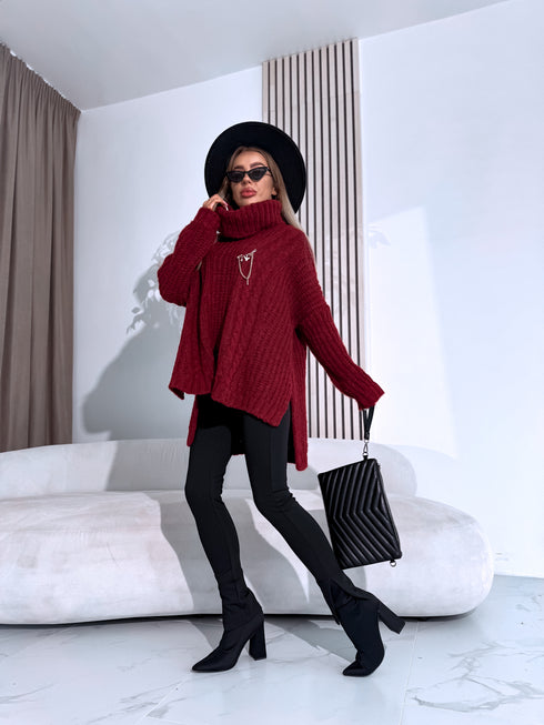 ELYNDI удлиненный шерстяной свитер - красный