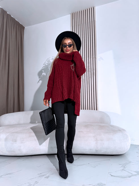 ELYNDI удлиненный шерстяной свитер - красный