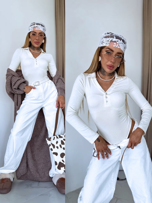 Bodysuit "AMBER FALL" RT118 – Cream White