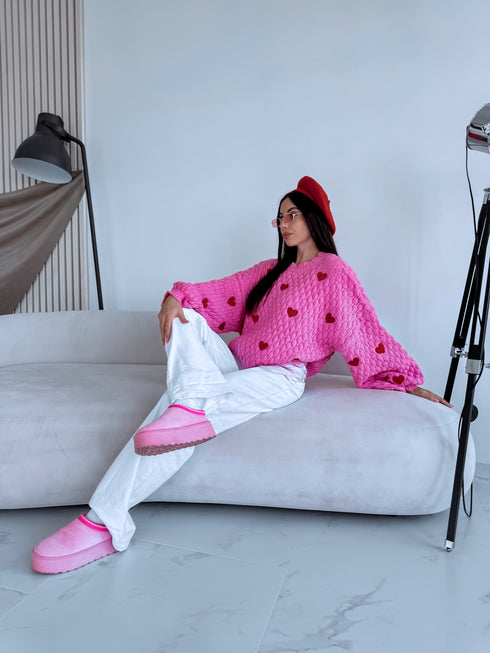 Megztinis "CHOCOLATEY LOVE 7102" - ROŽINIS SU RAUDONA