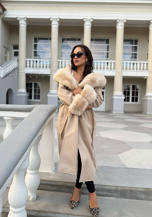 Mētelis ar pūku "CLOSURE" FC76 - bēšs