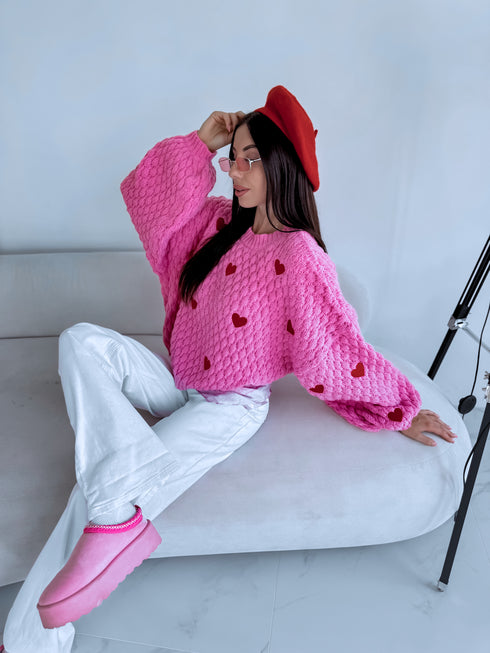 Megztinis "CHOCOLATEY LOVE 7102" - ROŽINIS SU RAUDONA
