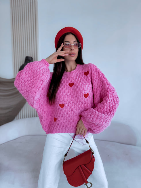 Megztinis "CHOCOLATEY LOVE 7102" - ROŽINIS SU RAUDONA