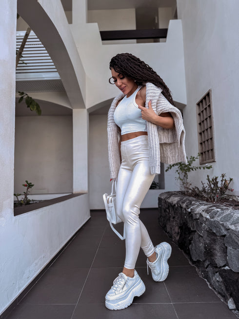 "September" imitation leather leggings - LIGHT BEIGE VS18001-16