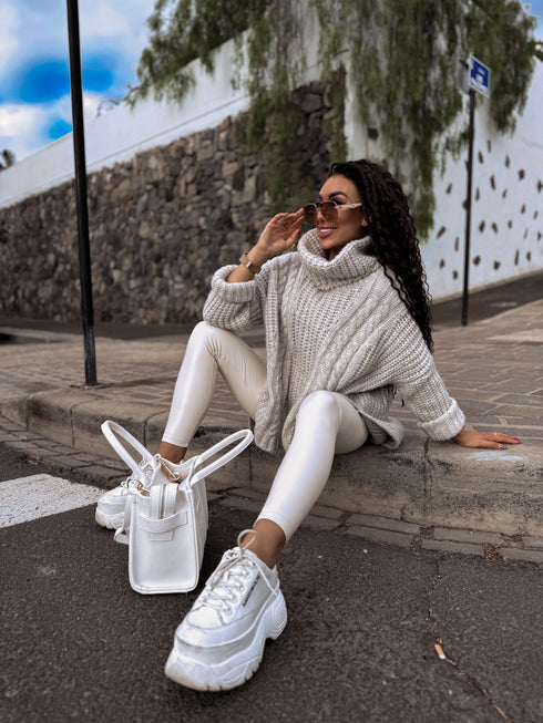 "September" imitation leather leggings - LIGHT BEIGE VS18001-16