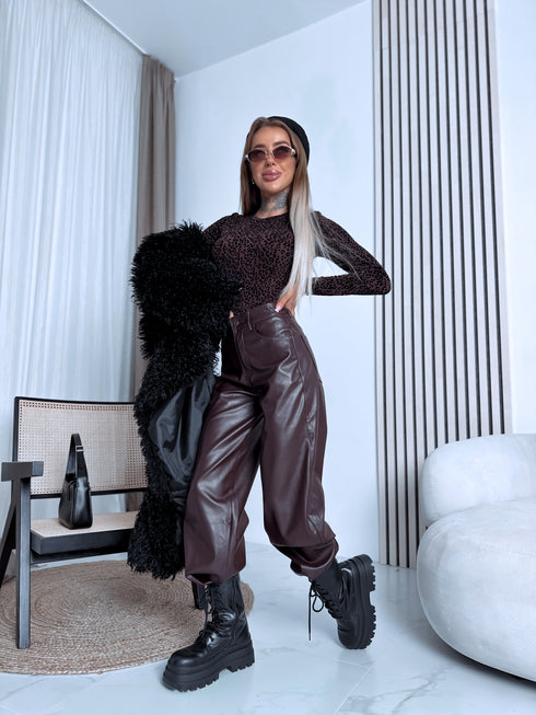 "SIGNAL" ādas imitācijas bikses T6057-2 - CHOCO