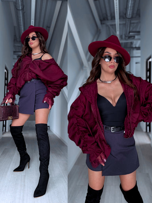 Jacket with lace lining "NECTAR V11002" - BORDEAUX