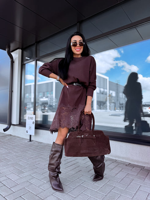 Megzta suknelė "DINY" 26328 - CHOCO