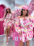 Шорткостюм "SPRING BEAUTY" + пояс - розовый с жёлтым