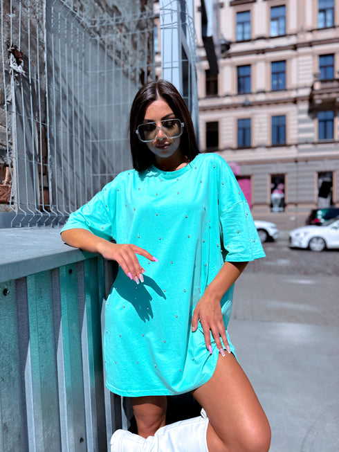 Didelio dydžio marškinėliai "Kristalų romantika" - mėtinė