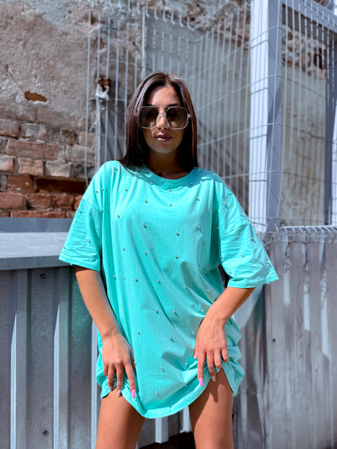 Didelio dydžio marškinėliai "Kristalų romantika" - mėtinė