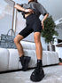 Deceptive shorts with EXTRA high waist - black