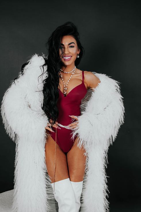 ELYNDI, string-style shaping bodysuit - burgundy