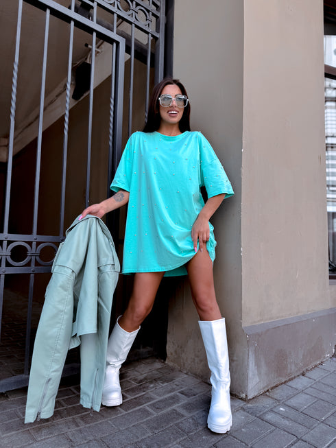 Didelio dydžio marškinėliai "Kristalų romantika" - mėtinė