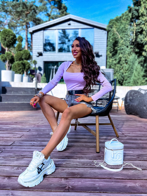 Lavender, basic PUSH-UP tops with square neckline