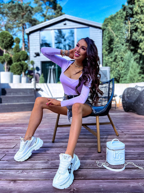 Lavender, basic PUSH-UP tops with square neckline