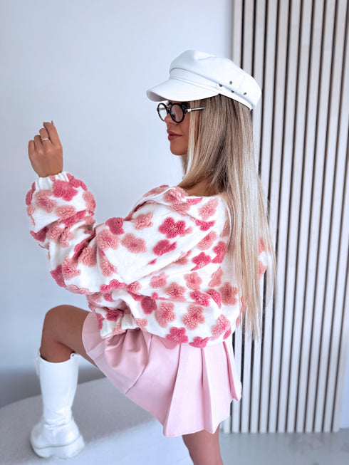 Siltā jaka "FLORAL TEXTURE A2636" - ROZĀ