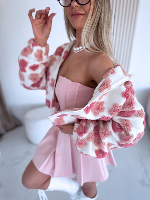 Siltā jaka "FLORAL TEXTURE A2636" - ROZĀ