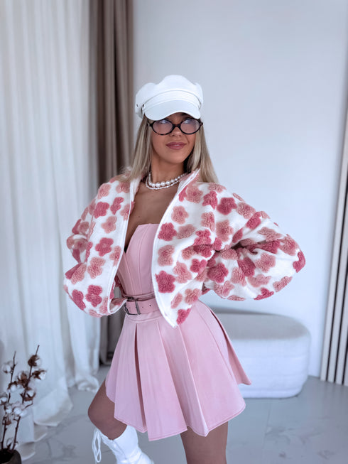 Siltā jaka "FLORAL TEXTURE A2636" - ROZĀ