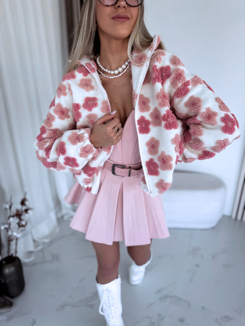 Siltā jaka "FLORAL TEXTURE A2636" - ROZĀ