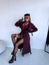 "PARIS CHIC 8017" long trench coat - BURGUNDY