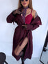 "PARIS CHIC 8017" long trench coat - BURGUNDY