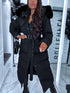 Classic long winter coat with belt - black PRE-ORDER