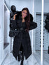 Classic long winter coat with belt - black PRE-ORDER
