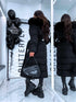 Classic long winter coat with belt - black PRE-ORDER