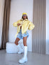 Faux Leather Jacket "GRAVITY" S-6212 - YELLOW PRE-ORDER