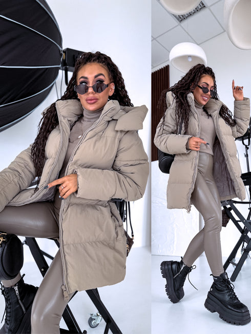 Extended jacket "Mākonis" - dark beige