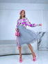 REVERSIBLE, PLEATED skirt with gray tulle - GRAY