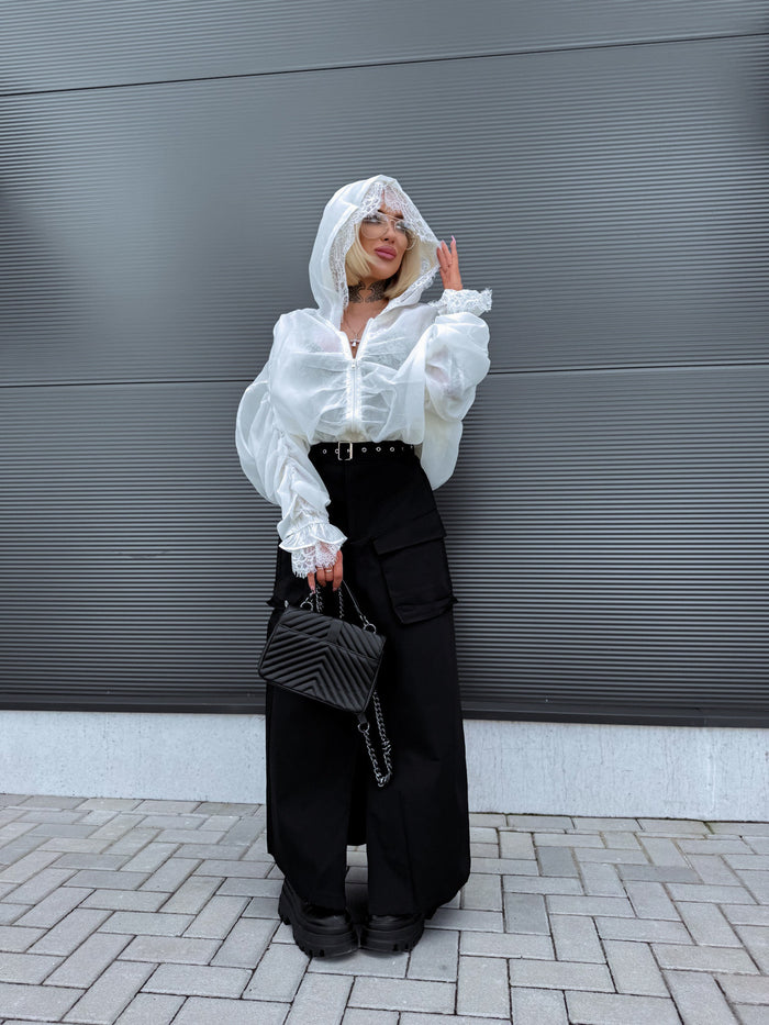 Jacket with lace lining "NECTAR V11002" - CREAM WHITE