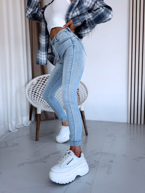 "STATES T5399-12" džinsa PUSH-UP bikses - GAIŠI ZILAS