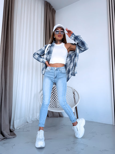 "STATES T5399-12" džinsa PUSH-UP bikses - GAIŠI ZILAS