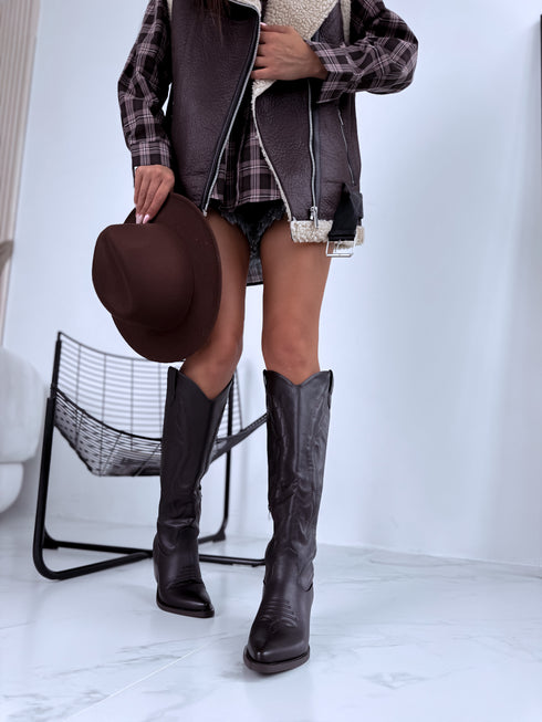 Cowboy type boots "BRONZE" 7688A - CHOCO