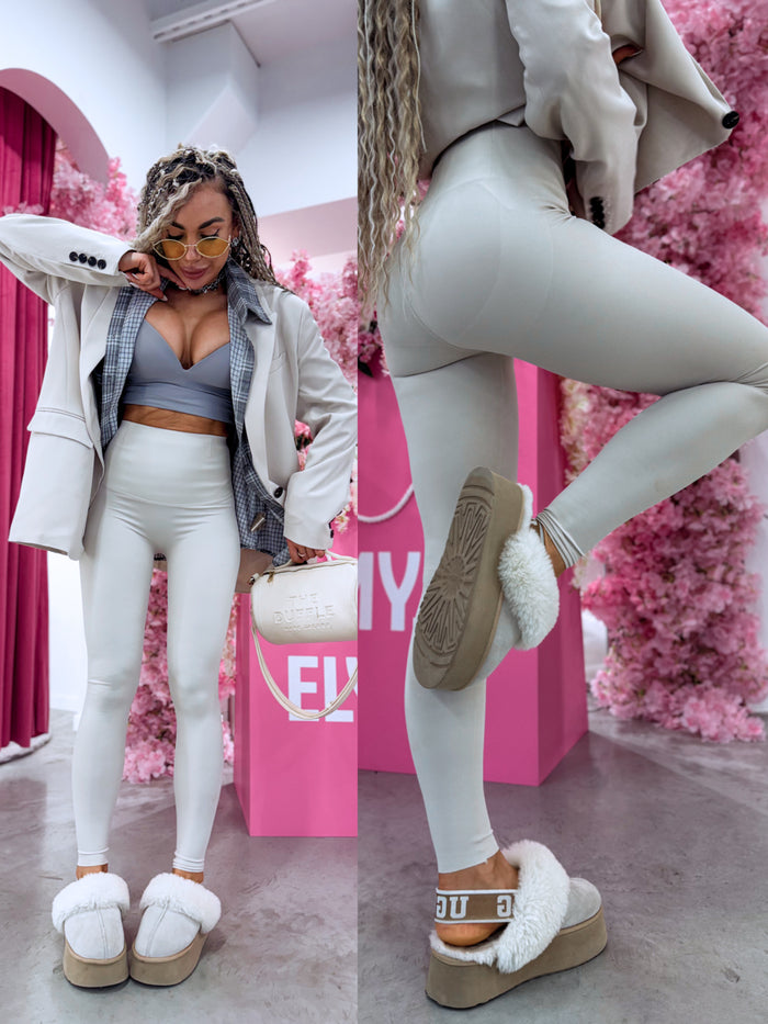 Deceptively Stylish Leggings with Straps 3286 - LIGHT BEIGE