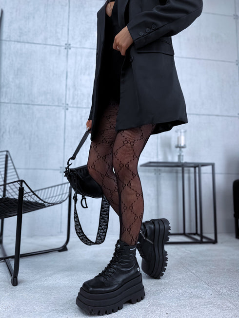 Black tights with diamond pattern HN119