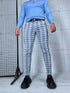 Men's checkered pants - gray with blue lines 17-2