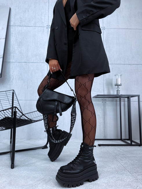 Black tights with diamond pattern HN119