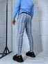 Men's checkered pants - gray with blue lines 17-2